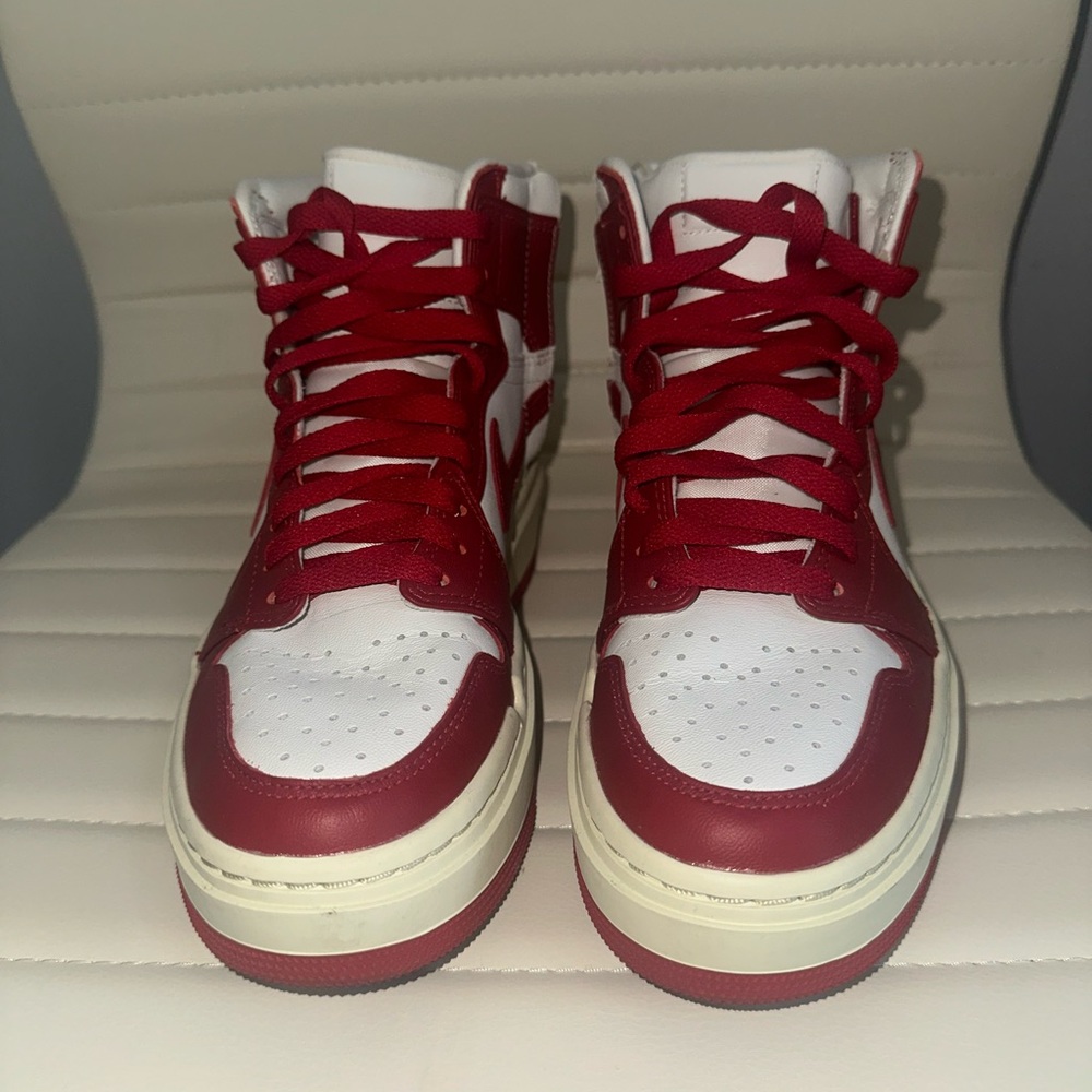 Nike Women's Red and White High-Top Sneakers